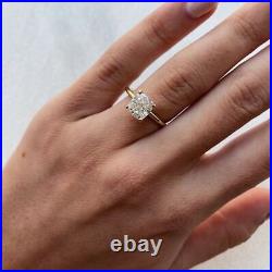 Solid 14K Yellow Gold Band 1.50 Ct Cushion Cut Moissanite Women Engagement Ring