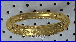 Solid 14K Yellow Gold Baroque Leaf Ornament Rope Band Ring