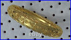 Solid 14K Yellow Gold Baroque Leaf Ornament Rope Band Ring