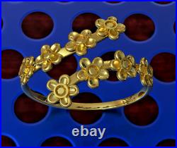 Solid 14K Yellow Gold Flowers Ring