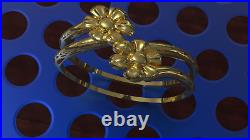 Solid 14K Yellow Gold Polished Double Flowers Ring