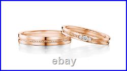 Solid 14k Rose Gold Couple Wedding Band Natural Diamond 0.06 Carat Sizes 7 8 9