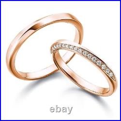 Solid 14k Rose Gold Couple Wedding Band Natural Diamond 0.15 Carat Sizes 7 8 9