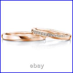 Solid 14k Rose Gold Couple Wedding Band Natural Diamond 0.15 Carat Sizes 7 8 9