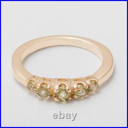 Solid 14k Rose Gold Natural Peridot Womens band Ring Sizes 4 to 12