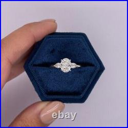 Solid 14k White Gold Band 1.31 Ct Oval IGI GIA Lab Created Diamond Wedding Rings