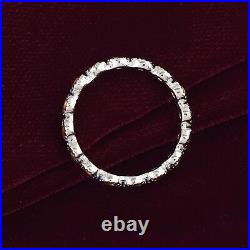 Solid 14k White Gold Band Ring Citrine Gemstone Eternity Handmade Women Jewelry