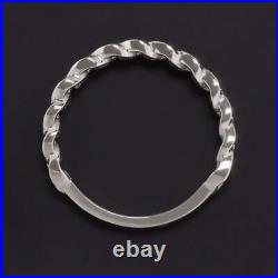 Solid 14k White Gold Curb Chain Band Stacking Ring Links Simple Plain Texture