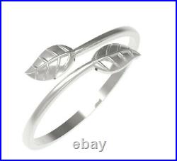 Solid 14k White Gold Leaf Style Band All sizes Adjustable