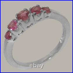 Solid 14k White Gold Natural Pink Tourmaline Womens band Ring Sizes 4 to 12