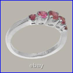 Solid 14k White Gold Natural Pink Tourmaline Womens band Ring Sizes 4 to 12