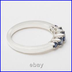 Solid 14k White Gold Natural Sapphire Womens band Ring Sizes 4 to 12