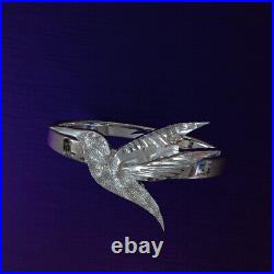 Solid 14k White Gold hummingbir ring Band