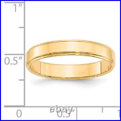 Solid 14k Yellow Gold 4mm Flat with Step Edge Wedding Band Size 6