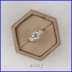 Solid 14k Yellow Gold Band Round Cut 2 Carat Moissanite Engagement Ring All Size