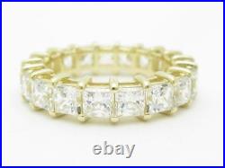 Solid 14kt Yellow Gold Princess Cut White Sapphie Eternity Band Ring New Size 5