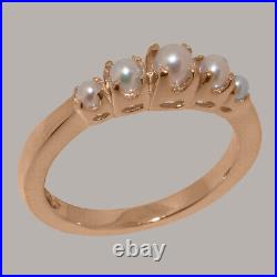 Solid 18k Rose Gold Cultured Pearl Womens band Ring Sizes 4 to 12