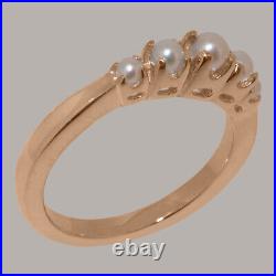 Solid 18k Rose Gold Cultured Pearl Womens band Ring Sizes 4 to 12