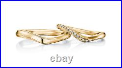 Solid 18k Yelllow Gold Real Diamond Wedding Couple Band Round 0.12 Ct Size M N O