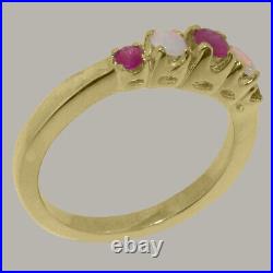 Solid 18k Yellow Gold Natural Ruby & Opal Womens band Ring Sizes 4 to 12