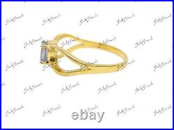 Solid Gold Tanzanite Engagement Ring Dainty Band 0.6 Ct