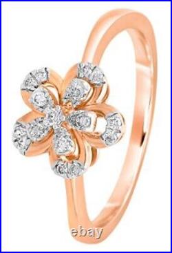 Thanksgiving Day 0.38ct Natural Round Diamond 14K Solid Rose Gold Band Ring