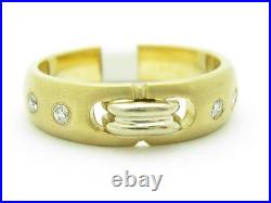 Unique Solid 14k Yellow Gold Genuine White Diamond Link Design Wedding Band Ring