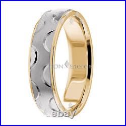 Wedding Bands, 6mm, 10K Solid Gold Designer Wedding Ring, Size 4-13 Made in USA