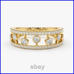 Yellow Gold Band Round Cut 0.50 Carat Certified Lab Grown Diamond Solid 14K Ring